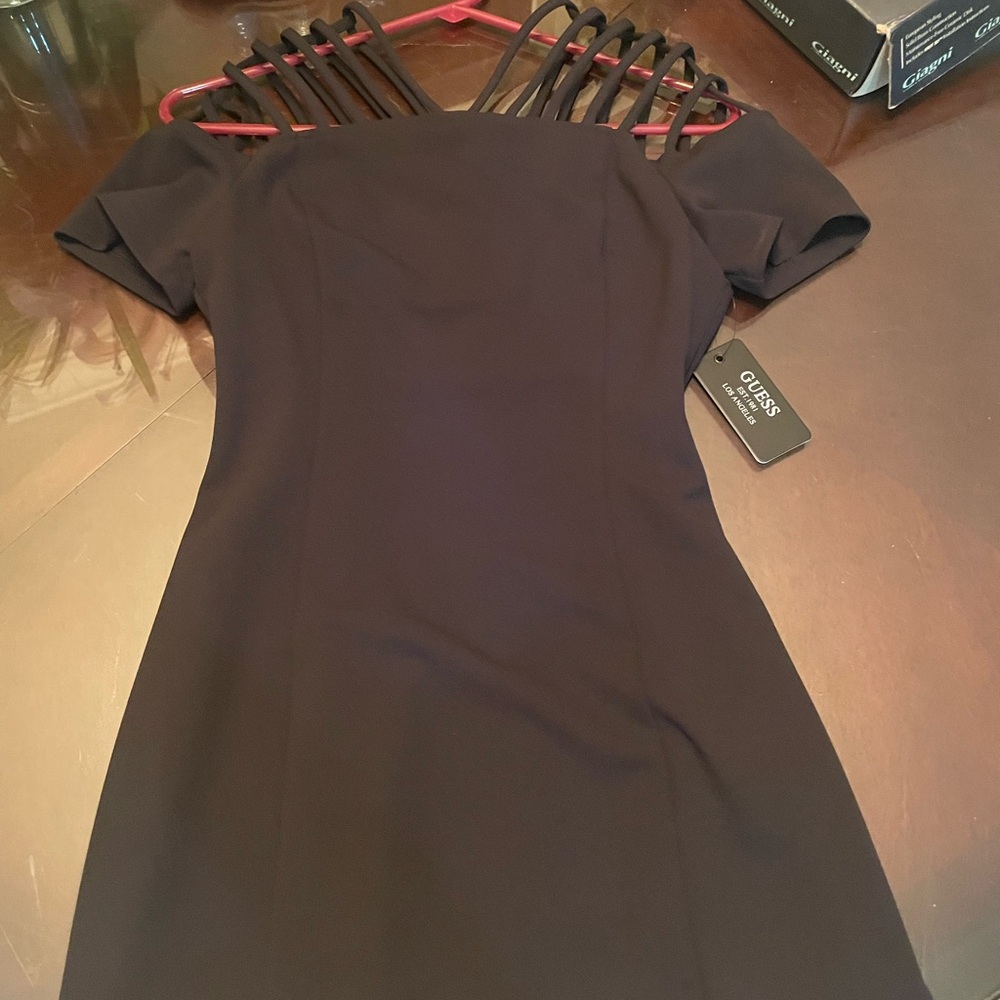 Guess Black Cold Shoulder Bodycon Mini Dress